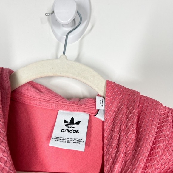 Adidas Women's Clrdo Hooded Sweatshirt Pink Long Sleeve Logo Pullover Size Small - Picture 8 of 9